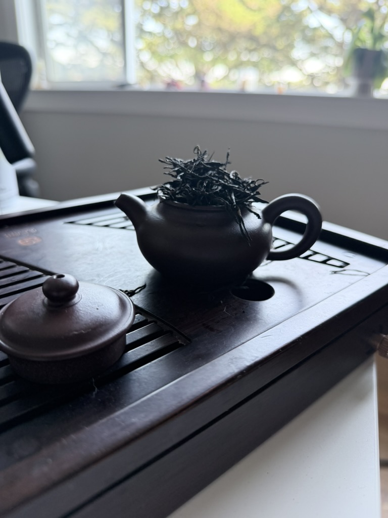 A tea set on Wyatt’s desk